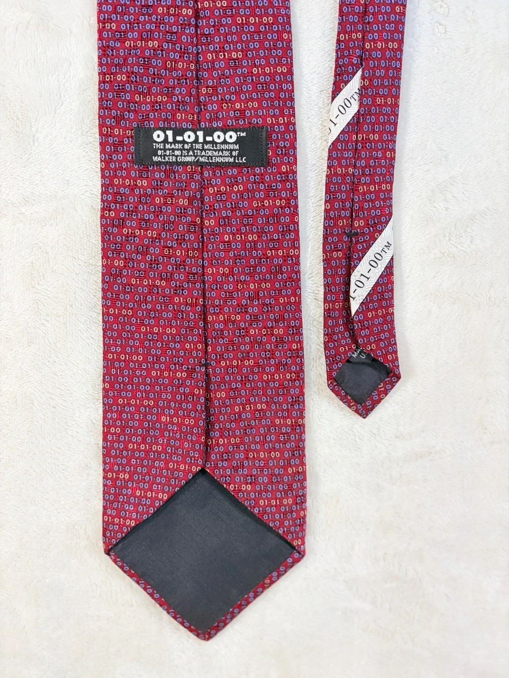 Vintage Y2K Mark of the Millennium‎ Necktie Red Blue White 01-01-00 Novelty Tie